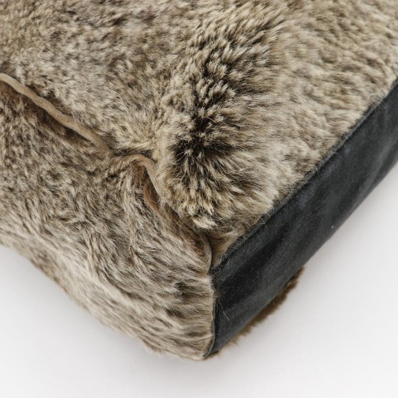 CHANEL COCO Mark Handbag Tote Bag Rabbit Fur Brown A5 Women's - Picture 4 of 10